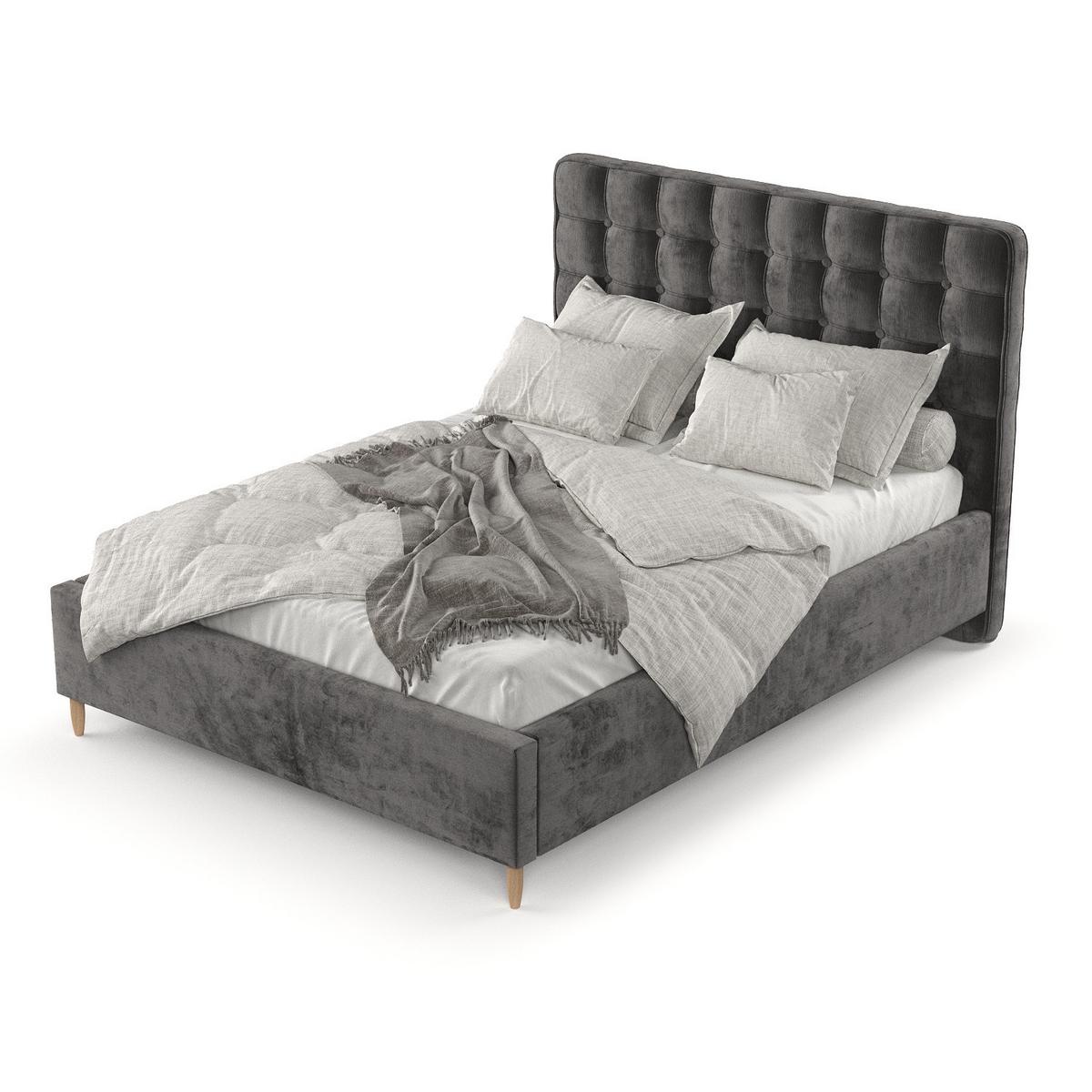 POLSTERBETT Paloma 120/200 cm Anthrazit im Lotta Stoff - Anthrazit/Naturfarben, Holz/Holzwerkstoff (120/200cm) - AltaBeds