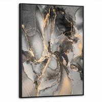 LEINWAND Bilder mit Rahmen - Grau - Luxus - Gold - Marmor - 50x70 - Dunkelgrau, Textil (50/70cm) - MuchoWow
