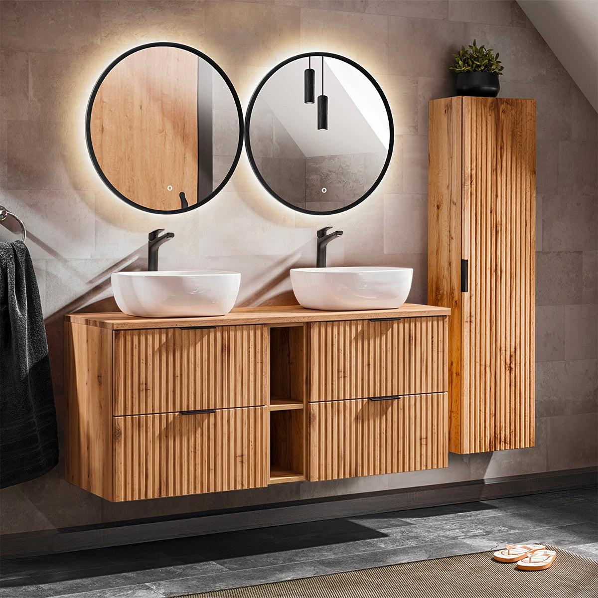 BADMÖBEL 140.8cm Adriel 2er-Set Holz - Braun, Holzwerkstoff (140.8/59/46cm) - Petits-meubles