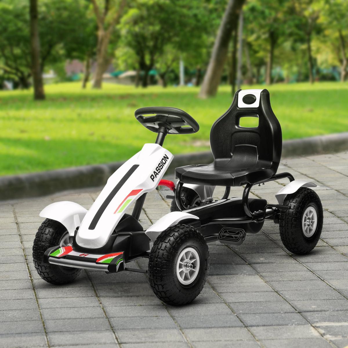 KINDER-GOKART Kunststoff Metall Weiß - Weiß, Kunststoff (117/58/61cm) - HOMCOM