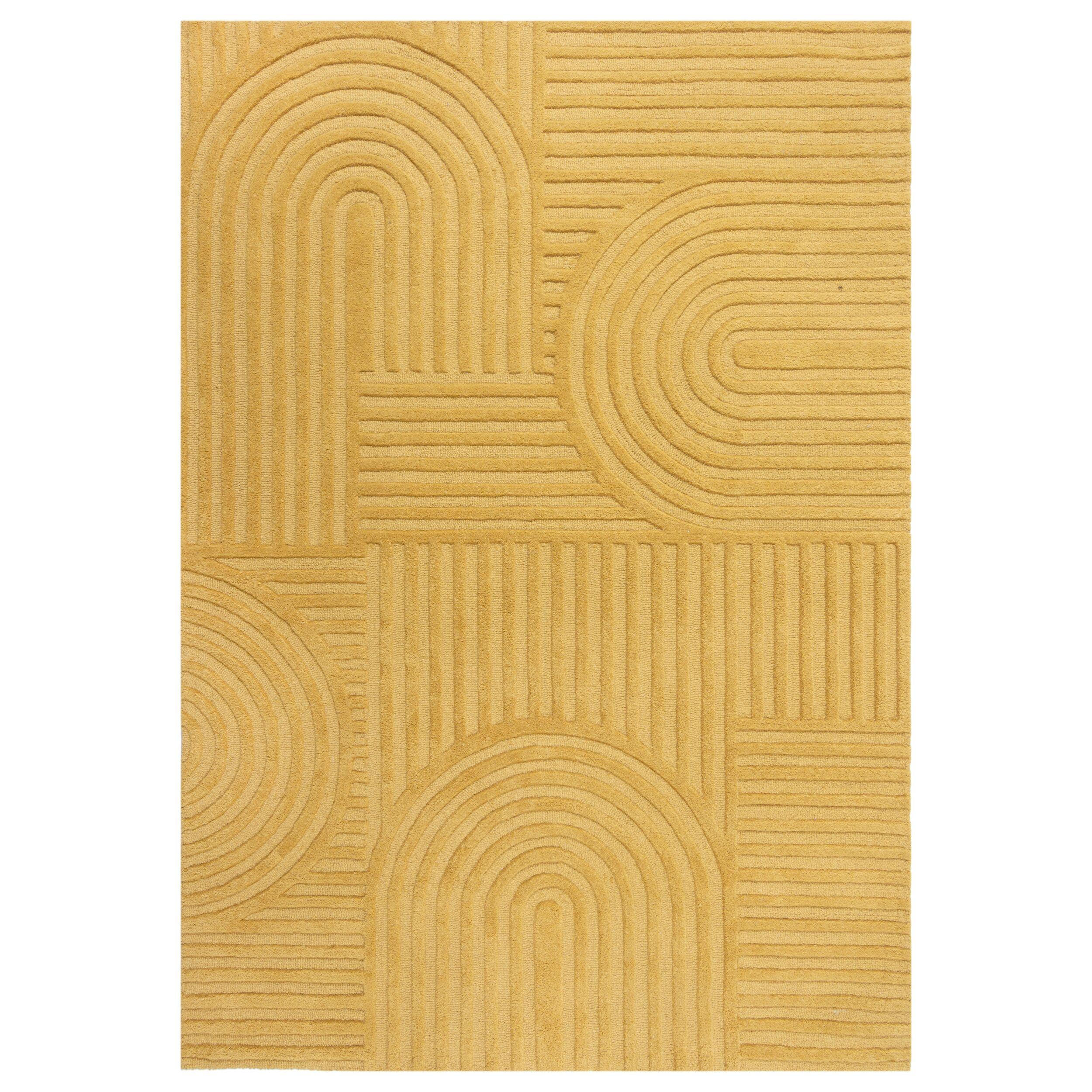 TEPPICH aus Wolle LEVEN in Ocker, geometrisch, 160 x 230 cm - Gelb, Textil (230/160cm) - KADIMA DESIGN