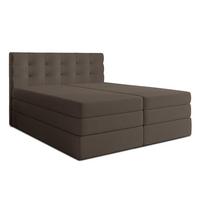 BOXSPRINGBETT FINIKE 140x200 cm mit Bettkasten und 2 Matratzen - Braun + TOPPER - Schwarz/Braun, Holz/Holzwerkstoff (140/200cm) - AX Living