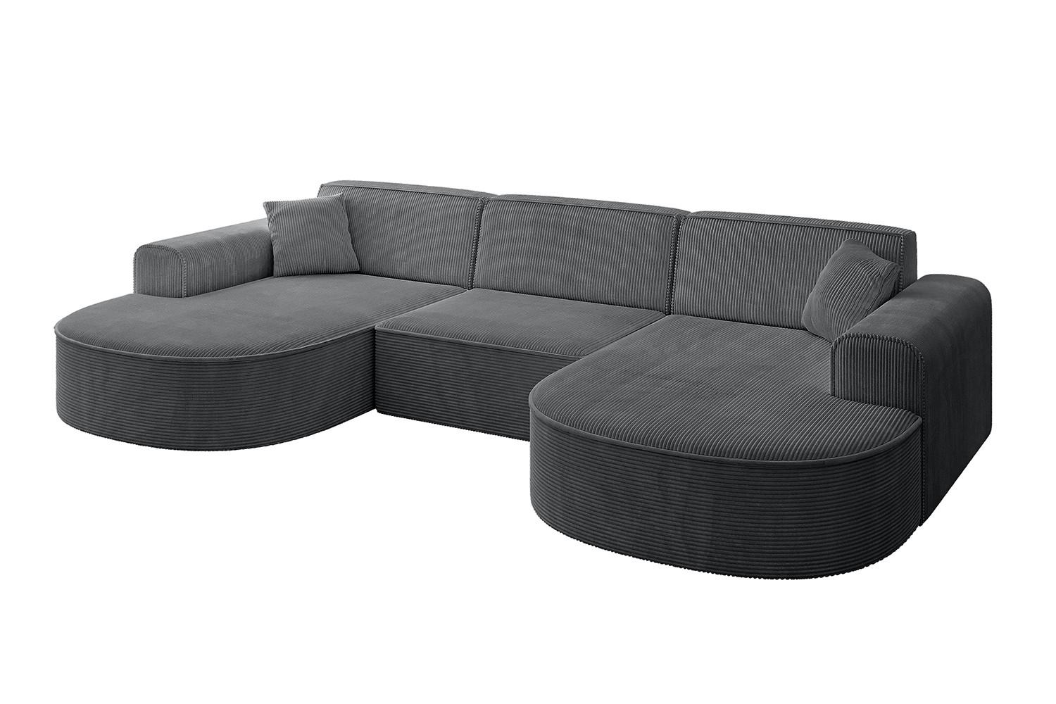 WOHNLANDSCHAFT MARI-U1 - 303x171x79 cm Dunkelgrau Cord - Dunkelgrau/Schwarz, Holzwerkstoff/Kunststoff (303/79/171cm) - ALTDECOR
