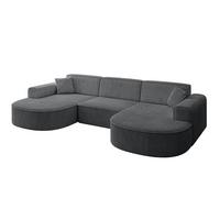 WOHNLANDSCHAFT MARI-U1 - 303x171x79 cm Dunkelgrau Cord - Dunkelgrau/Schwarz, Holzwerkstoff/Kunststoff (303/79/171cm) - ALTDECOR