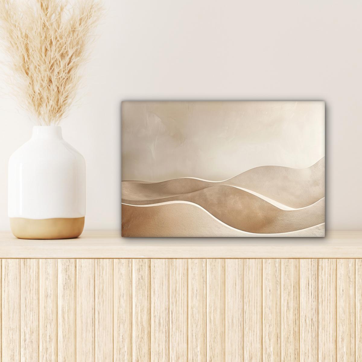 LEINWANDBILD Beige - Natur - Abstrakt - Modern Deko Schlafzimmer 30x20 cm - Beige, Textil (30/20cm) - MuchoWow