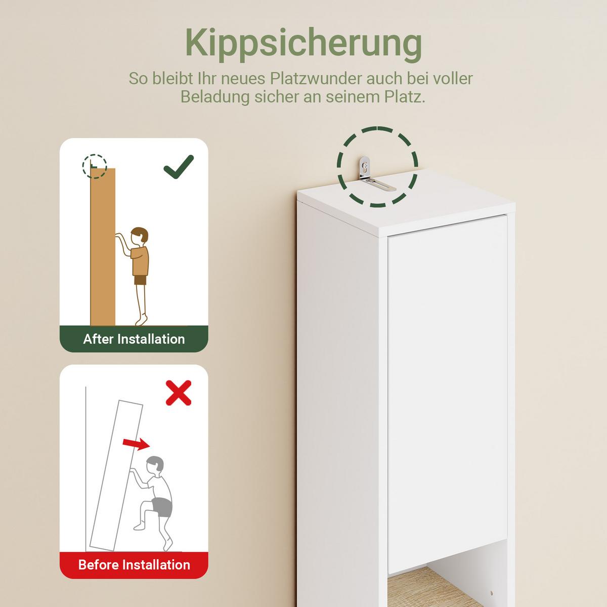 HOCHSCHRANK schmal Badschrank Weiß-Natur 20x180x20cm - Weiß/Naturfarben, Holzwerkstoff (20/180/20cm) - SoBuy