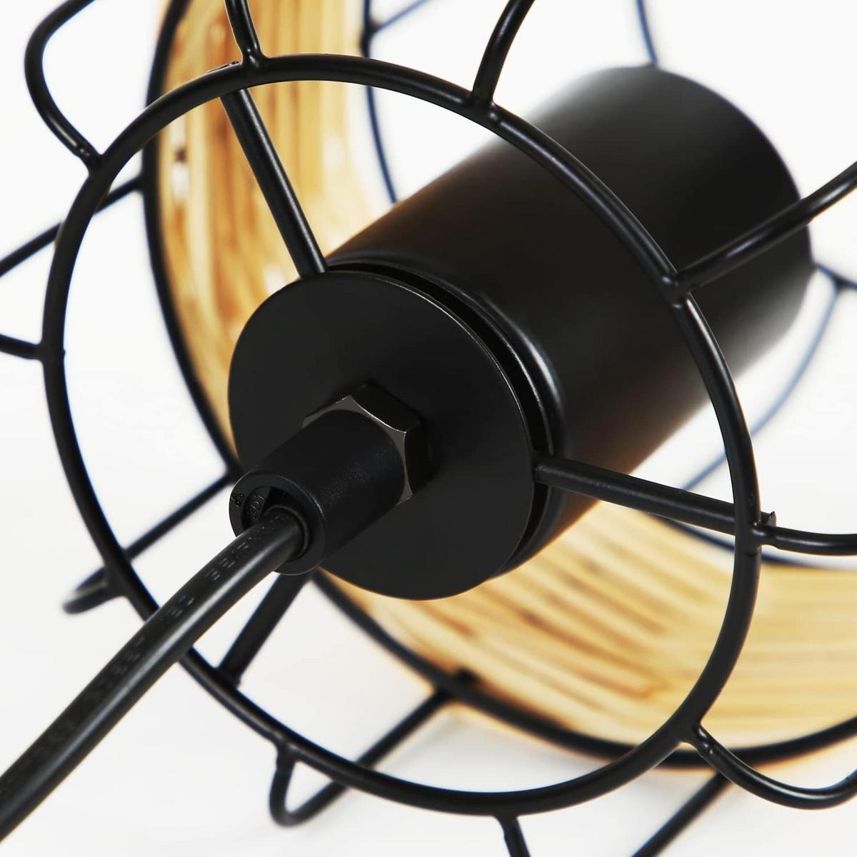 PENDELLEUCHTE Rattan 25/25/135 cm - Schwarz, Metall (25/25/135cm) - Nettlife