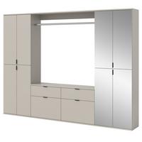 GARDEROBEN-SET Kaschmir 243 x 193 cm, Schuhschrank mit Spiegel - Kaschmir/Schwarz, Glas/Holzwerkstoff (243/193/34cm) - Inn.Furn