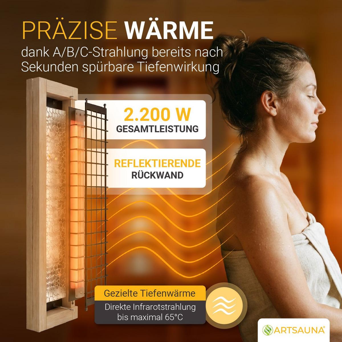 INFRAROTKABINE Trondheim120 natur mit Dual-Technologie & Hemlockholz - Naturfarben, Holz (105/190/120cm) - Artsauna