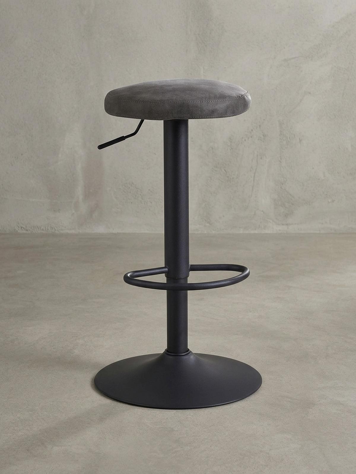 BARHOCKER Höhenverstellbar Eisen Samt Drehbar CAMPANIA, Grau 40x40x79 cm - Schwarz/Grau, Textil/Metall (40/79/40cm) - KADIMA DESIGN