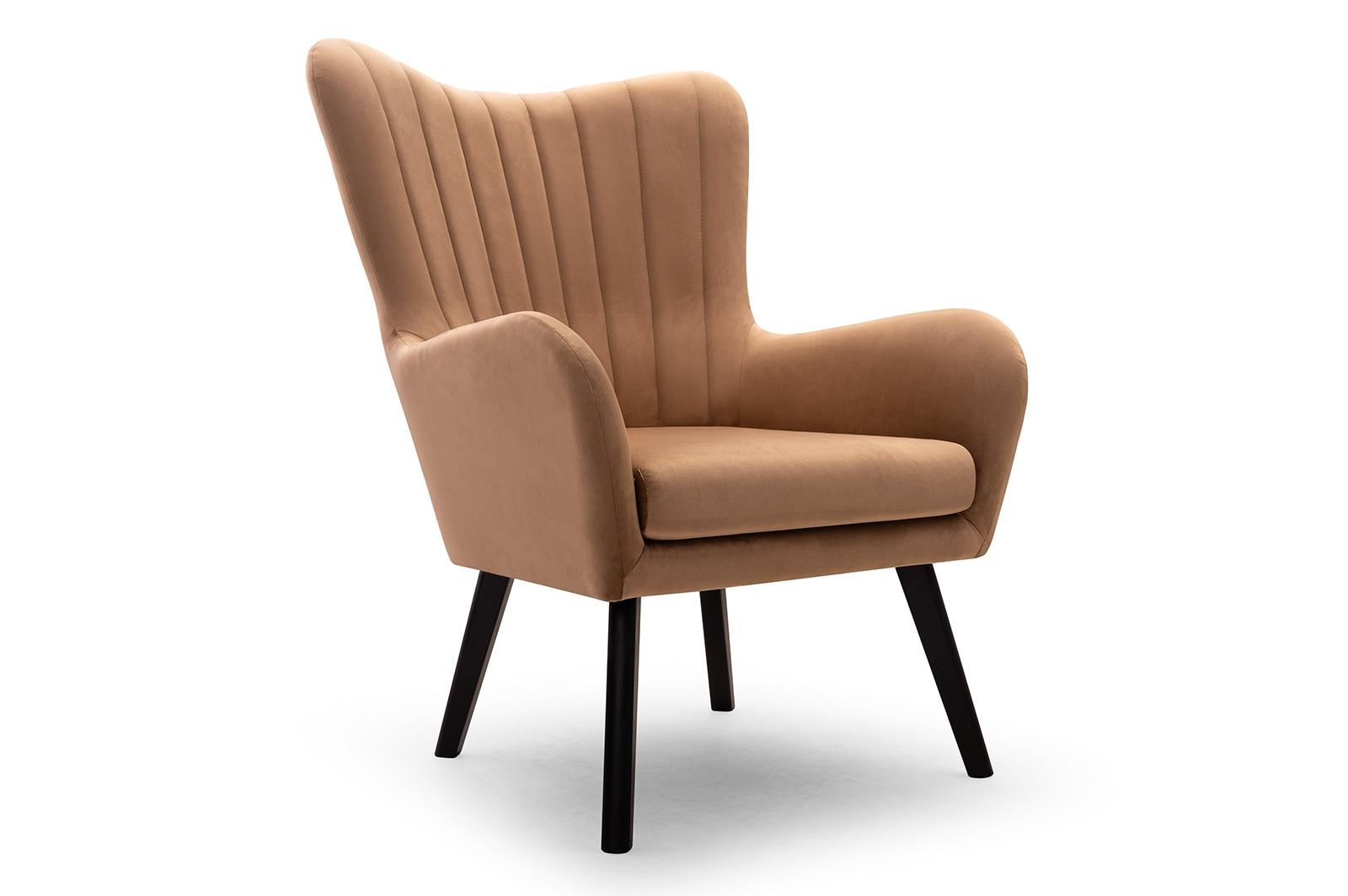 SESSEL DINA, Klassisch Loungesessel ergonomisch, Velours-Stoff Braun - Braun, Holz/Holzwerkstoff (76/100/78cm) - MASSENO