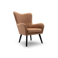 SESSEL DINA, Klassisch Loungesessel ergonomisch, Velours-Stoff Braun - Braun, Holz/Holzwerkstoff (76/100/78cm) - MASSENO
