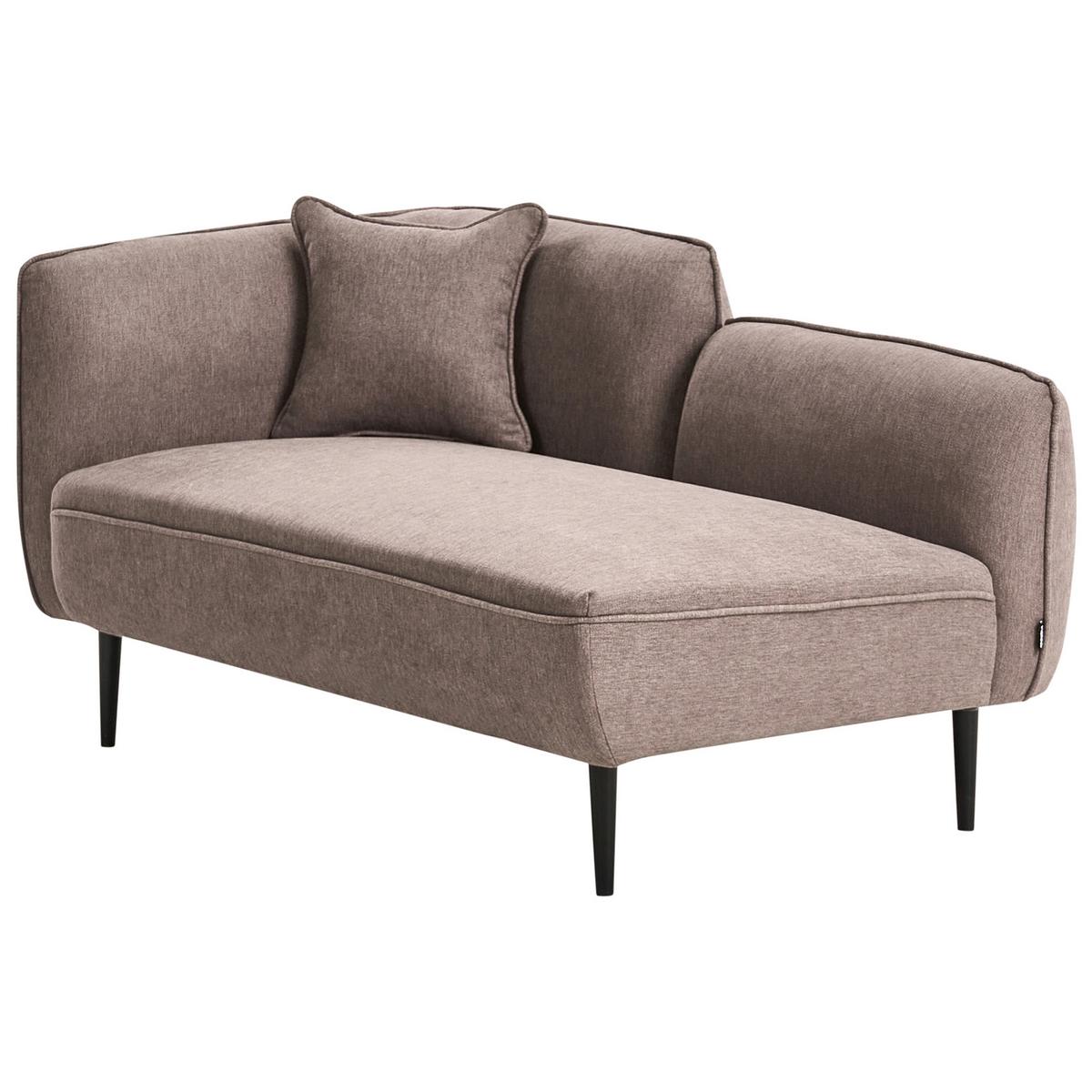 CHAISELONGUE-LINKSSEITIGE Stoff Hellbraun Chevannes - Hellbraun/Schwarz, Textil (138/74/77cm) - Beliani