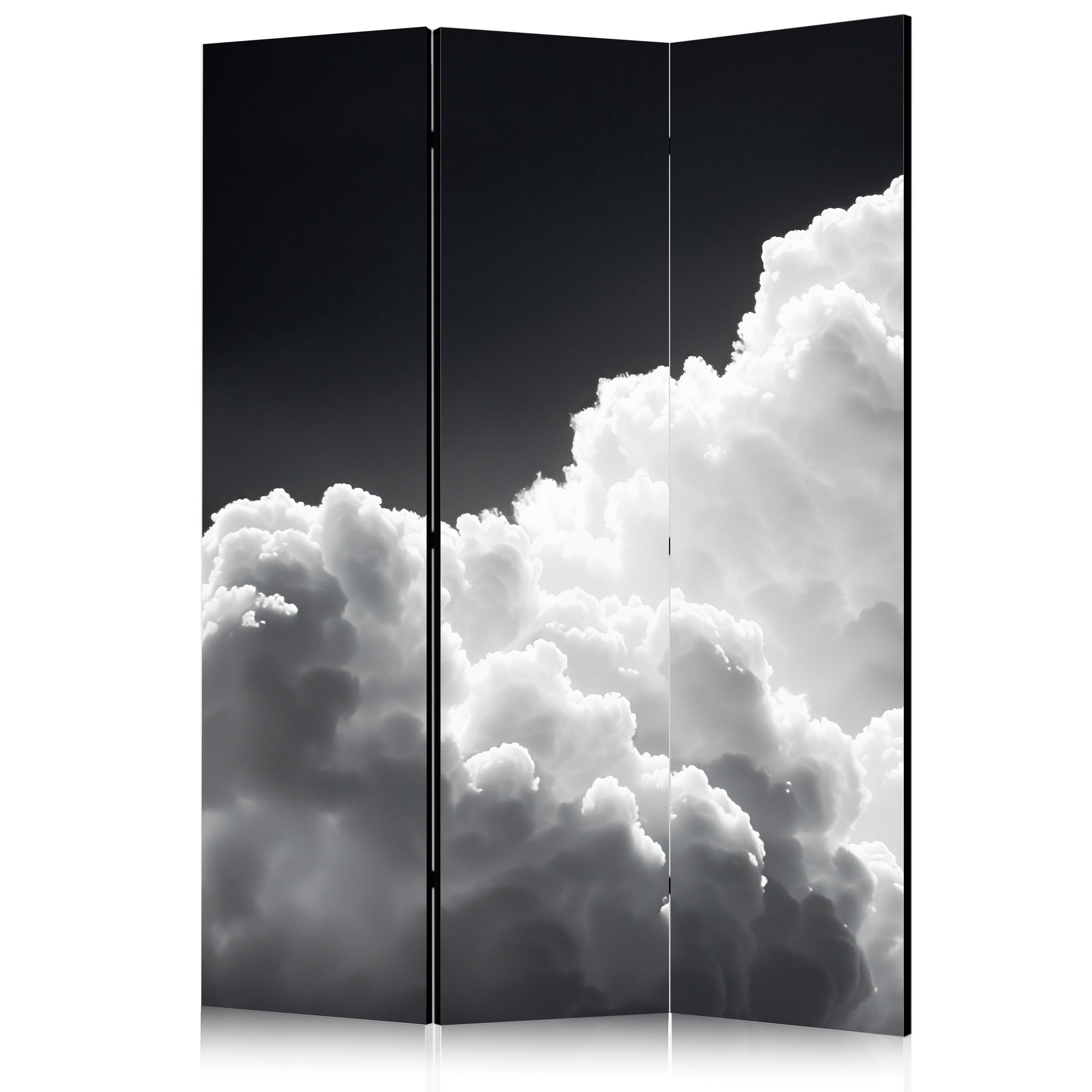 PARAVENT Einseitig Bedruckter 3-tlg 135x172 cm Monochromer Himmel - Schwarz, Holz/Textil (135/172/3cm) - Muralo