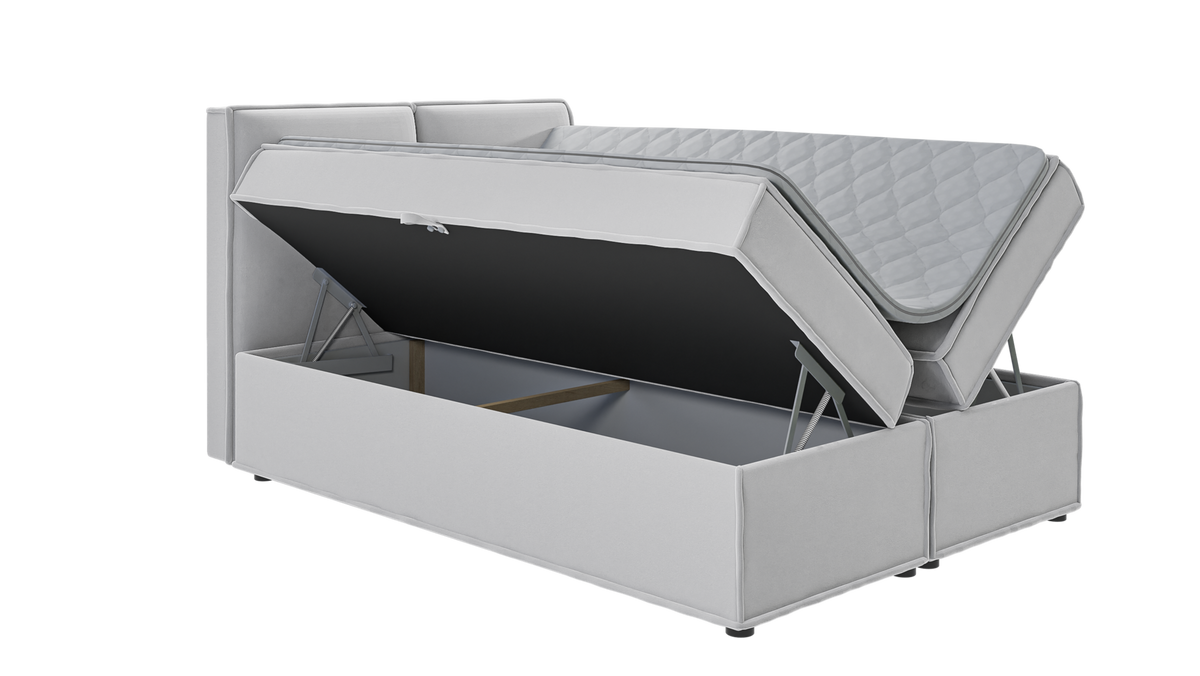 BOXBETT Eclipse 140/200 cm Silber Luxusmicrofaser - Silberfarben/Schwarz, Holz/Kunststoff (140/200cm) - S-Style Möbel