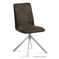 ESSZIMMERSTUHL (2er-Set) Dorice 47x92x60 Edelstahl/Khaki - Dunkelgrün/Edelstahlfarben, Kunststoff (60/92/47cm) - 58aufmkessel