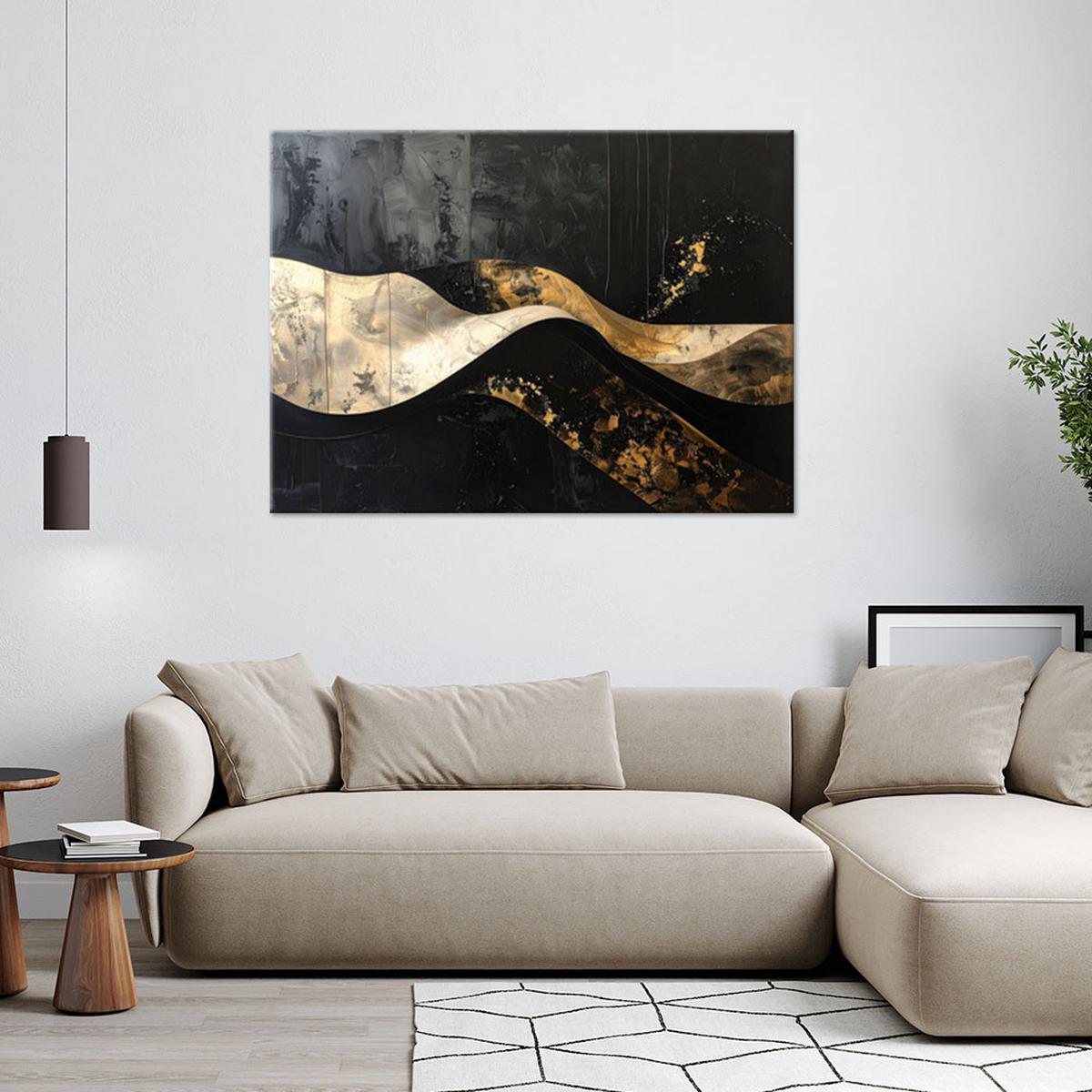 LEINWANDBILD Abstraktion 120x80cm - Schwarz, Textil (120/80cm) - Feeby