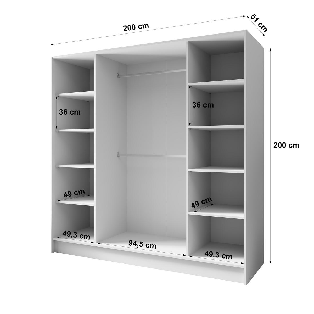 DREHTÜRENSCHRANK Gava mit vier, glatten Türen, Schwarz - Schwarz, Holzwerkstoff (200/200/51cm) - Beautysofa