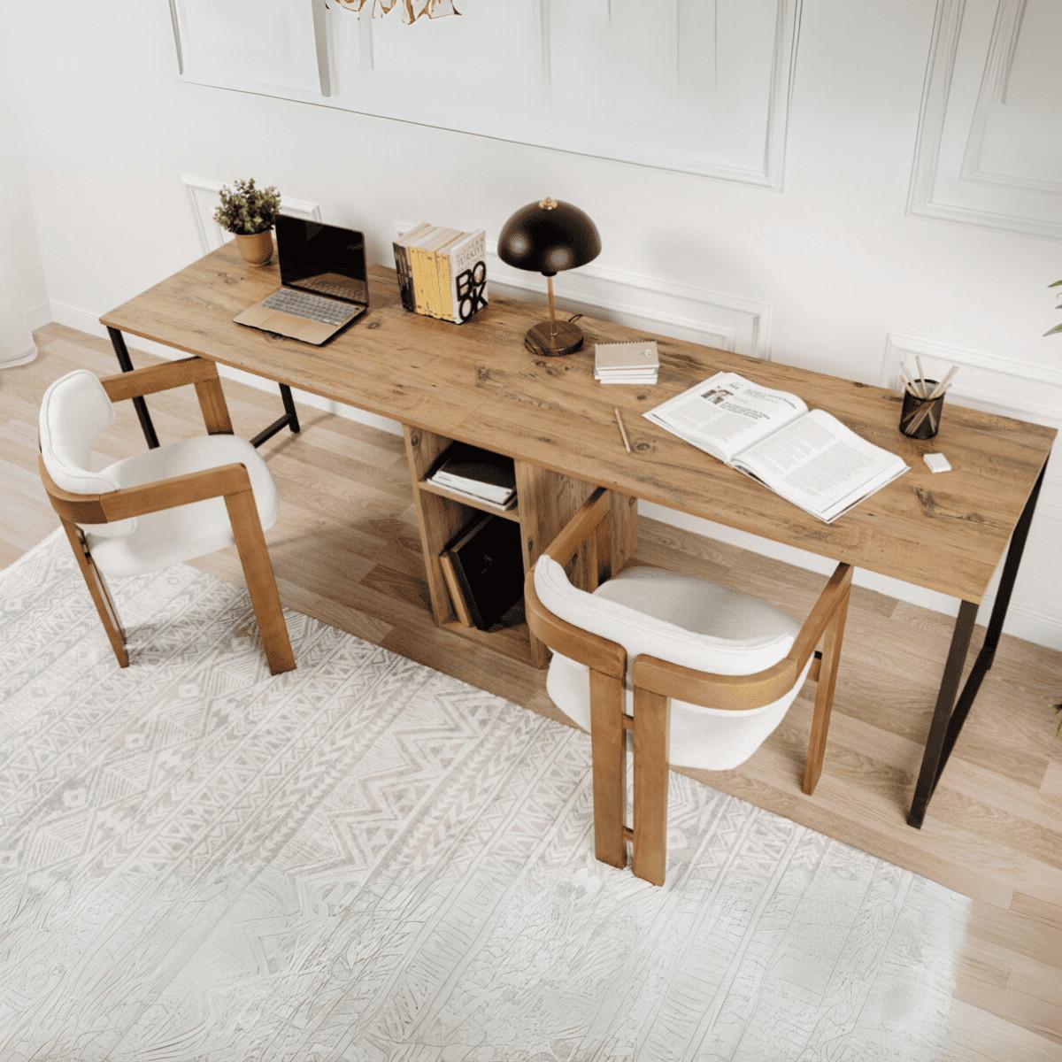 DOPPELSCHREIBTISCH - twin 240/60/74 cm - Beige, Holz/Holzwerkstoff (240/60/74cm) - Calicosy