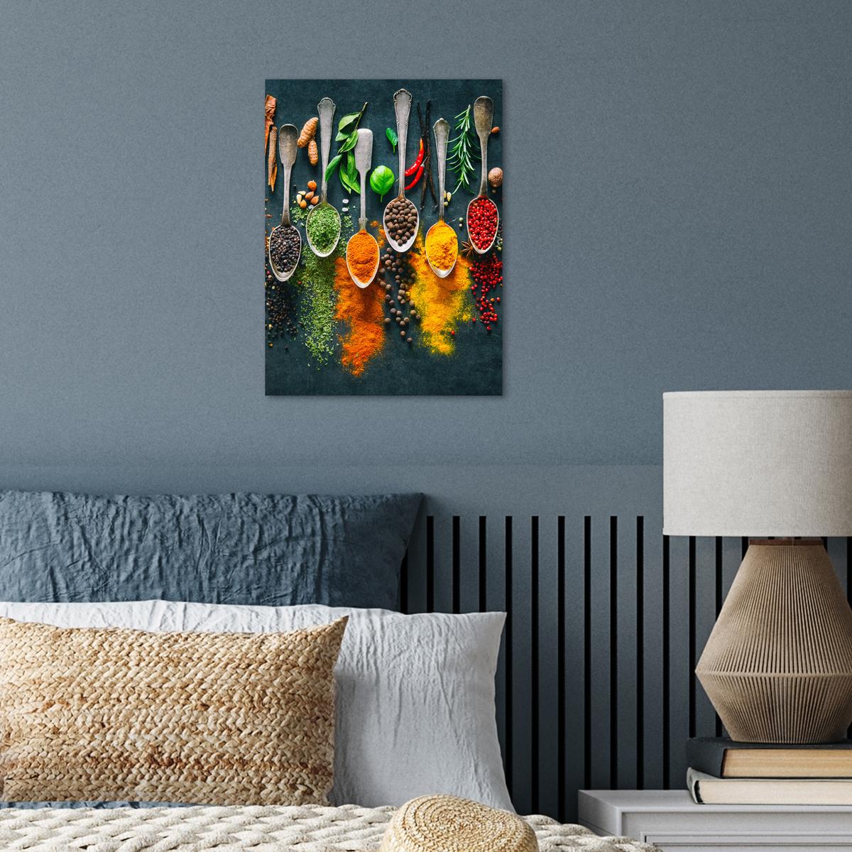 POSTER Kräuter - Gewürze - Löffel 30x40 cm - Currygelb, Papier (30/40/0.1cm) - MuchoWow