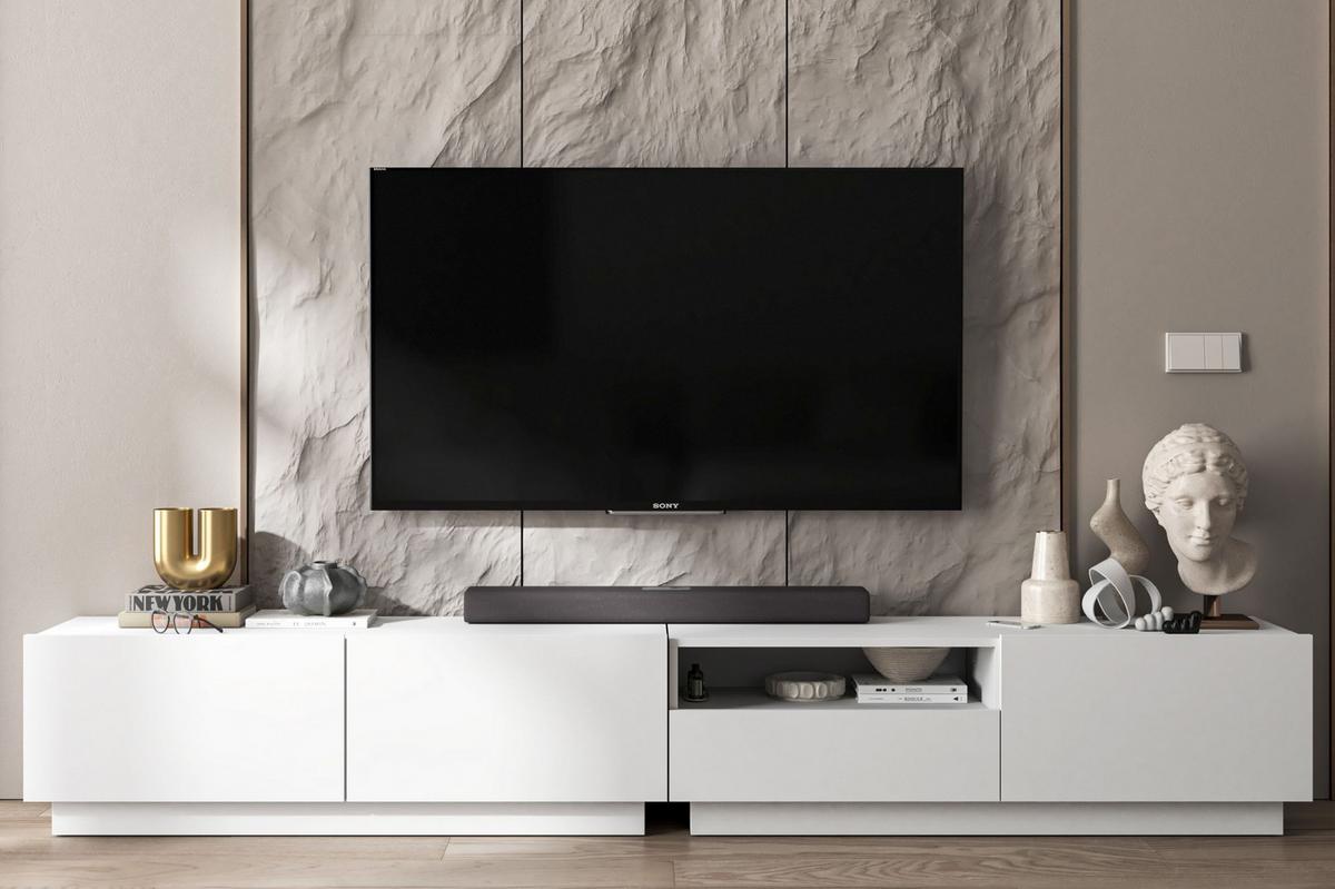 TV-LOWBOARD 2-er Set Enjoy Weiß Matt Loft Schublade 120 cm - Weiß, Holzwerkstoff (240/37/35cm) - Meble Lindner