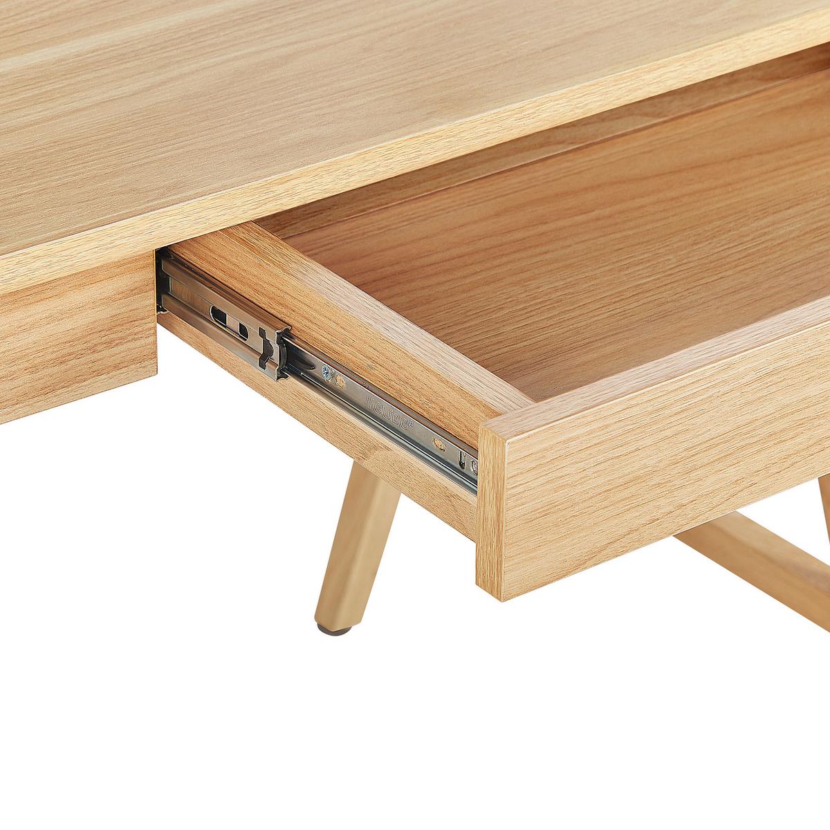 SCHREIBTISCH heller Holzfarbton 120/70/75 cm Sheslay - Hellgrau, Holzwerkstoff (70/120/75cm) - Beliani