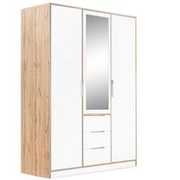 DREHTÜRENSCHRANK Livo mit 3 Türen und 3 Schubladen, weiß+eiche Wotan, 150 cm - Eiche Wotan/Weiß, Holzwerkstoff (150/200/57cm) - Beautysofa