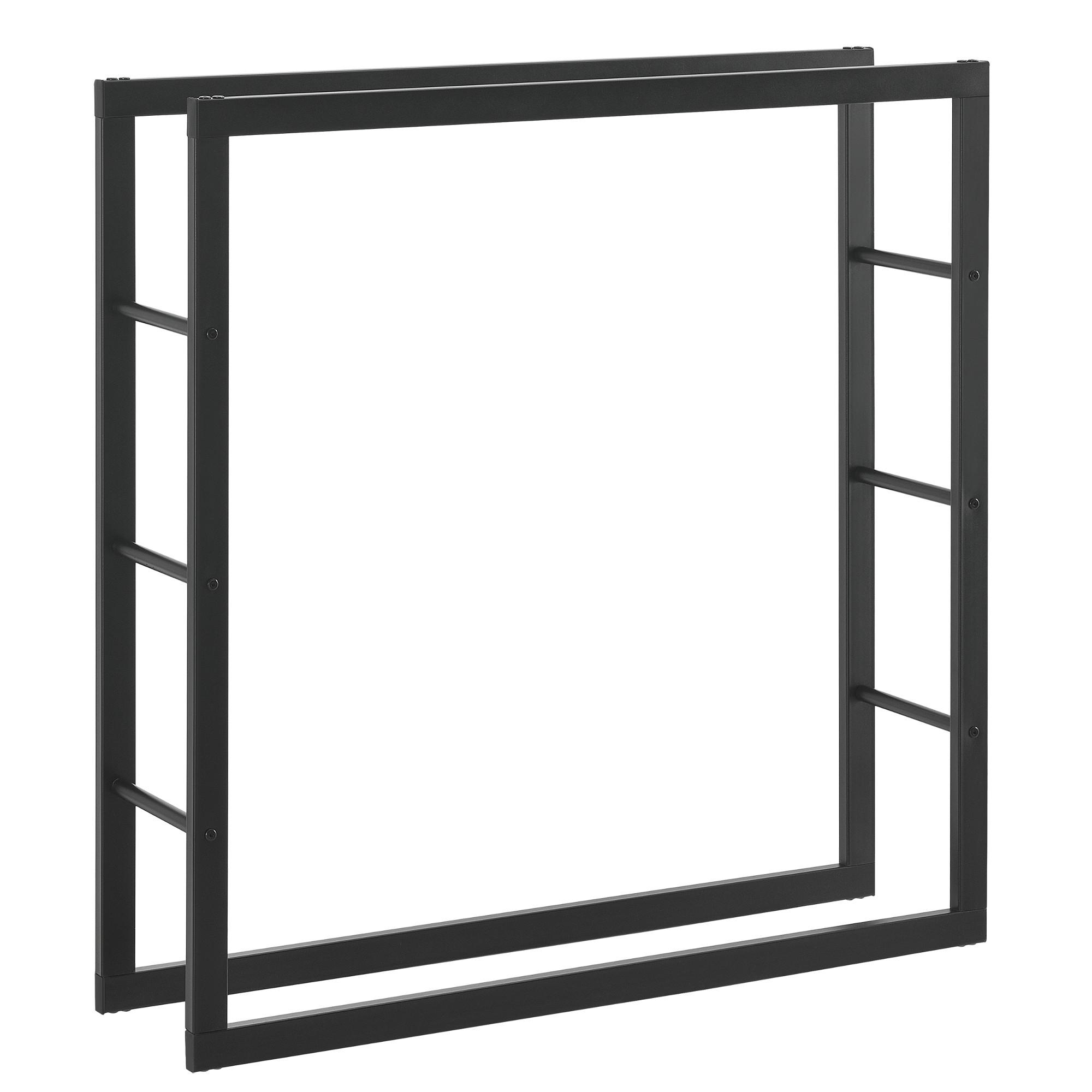 KAMINHOLZREGAL Täby - Schwarz, Metall (100/100/25cm) - [en.casa]