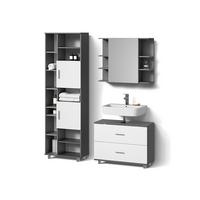 BADMÖBEL-SET Eisak Anthrazit 3 Teile, mit Hochschrank - Anthrazit, Holzwerkstoff (80/60/33cm) - Livinity®