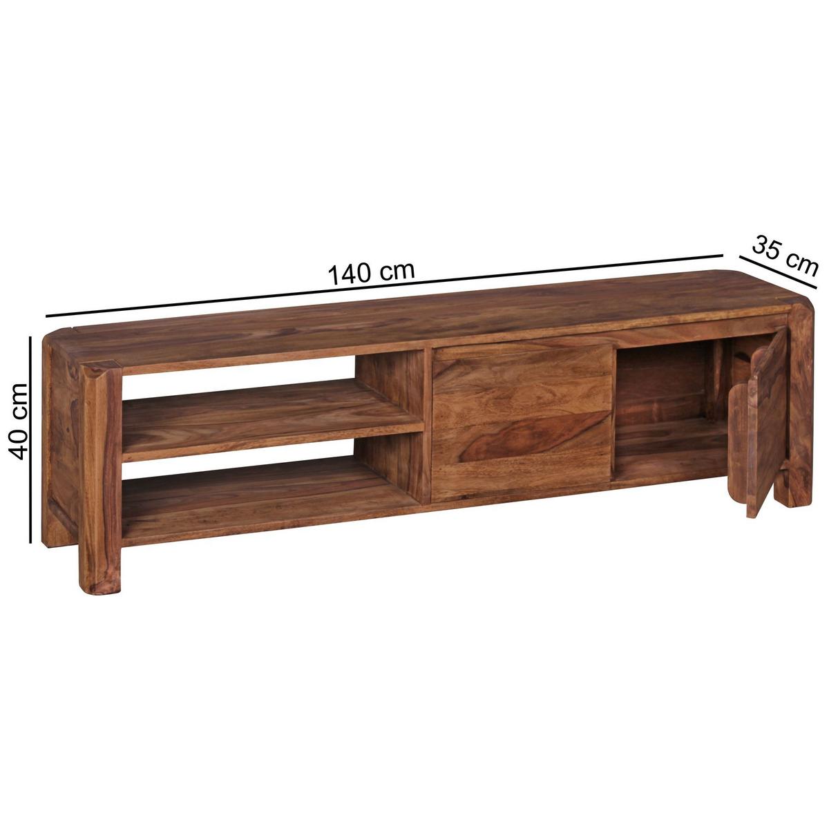 TV-LOWBOARD Massivholz, Landhausstil, Ablagefächer, Dunkelbraun 140x35x40 cm - Braun, Holz (140/40/35cm) - KADIMA DESIGN