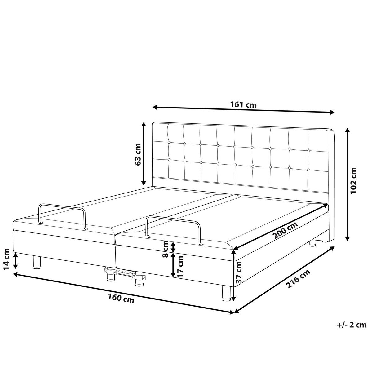 BETT 160/200 cm Dunkelgrau Duke II - Dunkelgrau/Schwarz, Textil (160/200cm) - Beliani