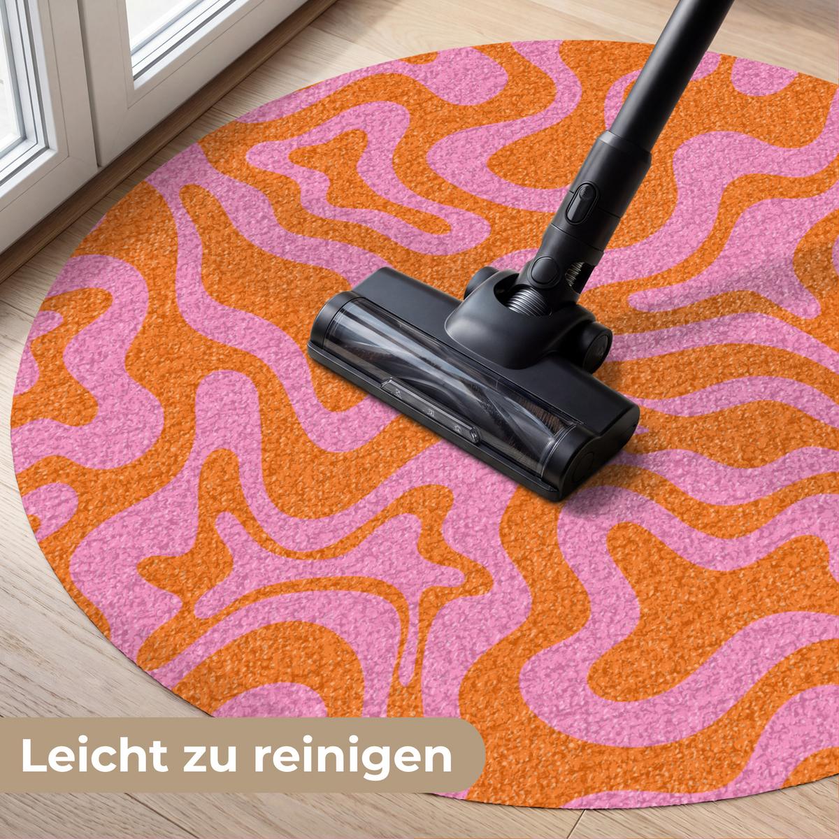 FUSSMATTE Muster - Rosa - Orange - Abstrakt - Modern Türmatte 90x90 cm - Pink, Kunststoff (90/0.4cm) - MuchoWow