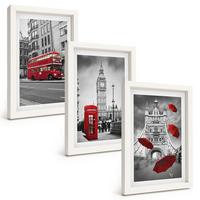 BILDER SET 3er Set - 20x30 cm Weißer Rahmen - Red Accents London - Weiß, Kunststoff (20/30cm) - TULUP