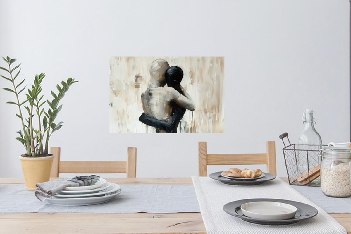 WANDTATTOO Abstrakt - Liebe - Schwarz und weiß - Modern Deko Wohnzimmer 60x40 cm - Schwarz, Kunststoff (60/40/0.1cm) - MuchoWow