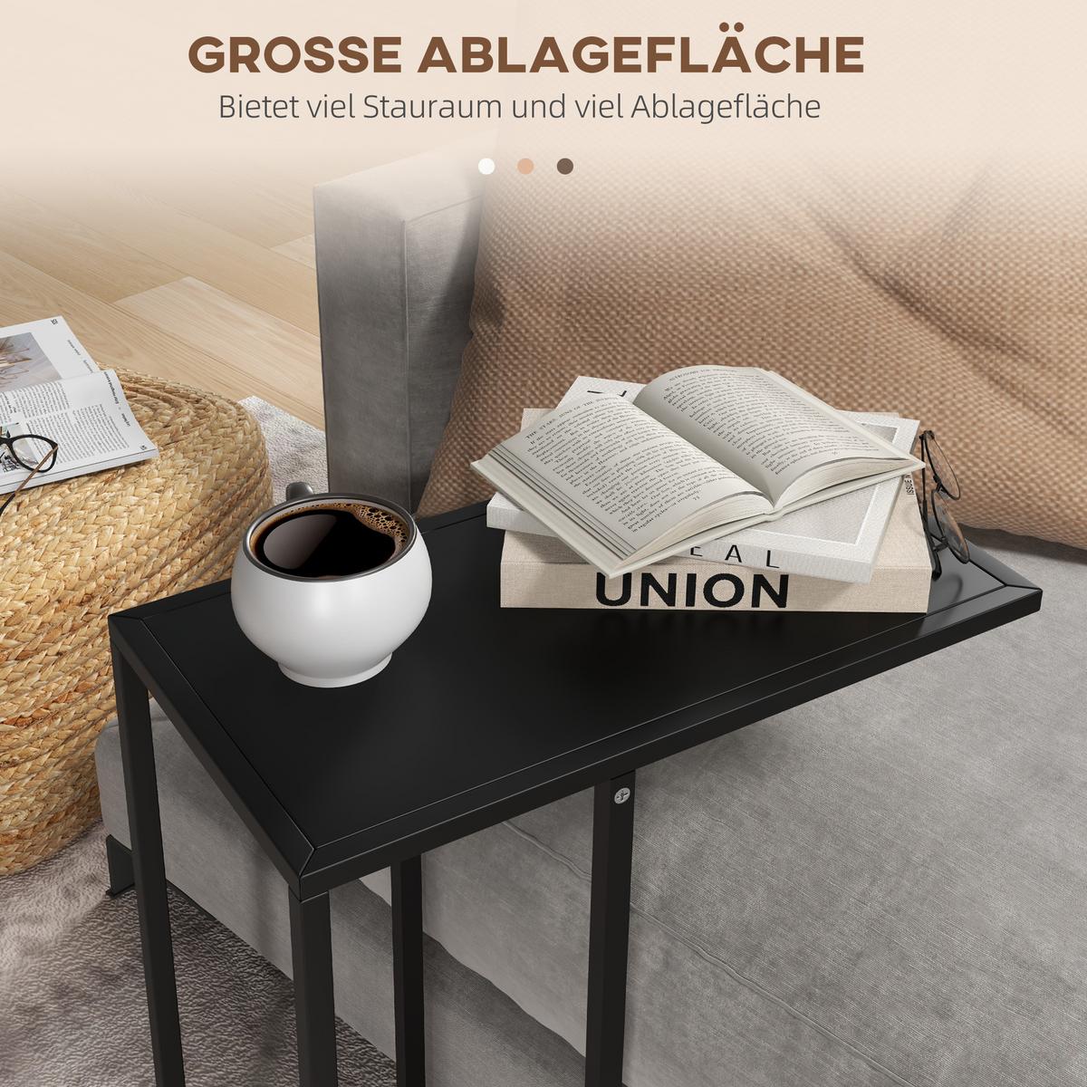 BEISTELLTISCH, Stahl, Schwarz - Schwarz, Metall (46/26/60cm) - HOMCOM