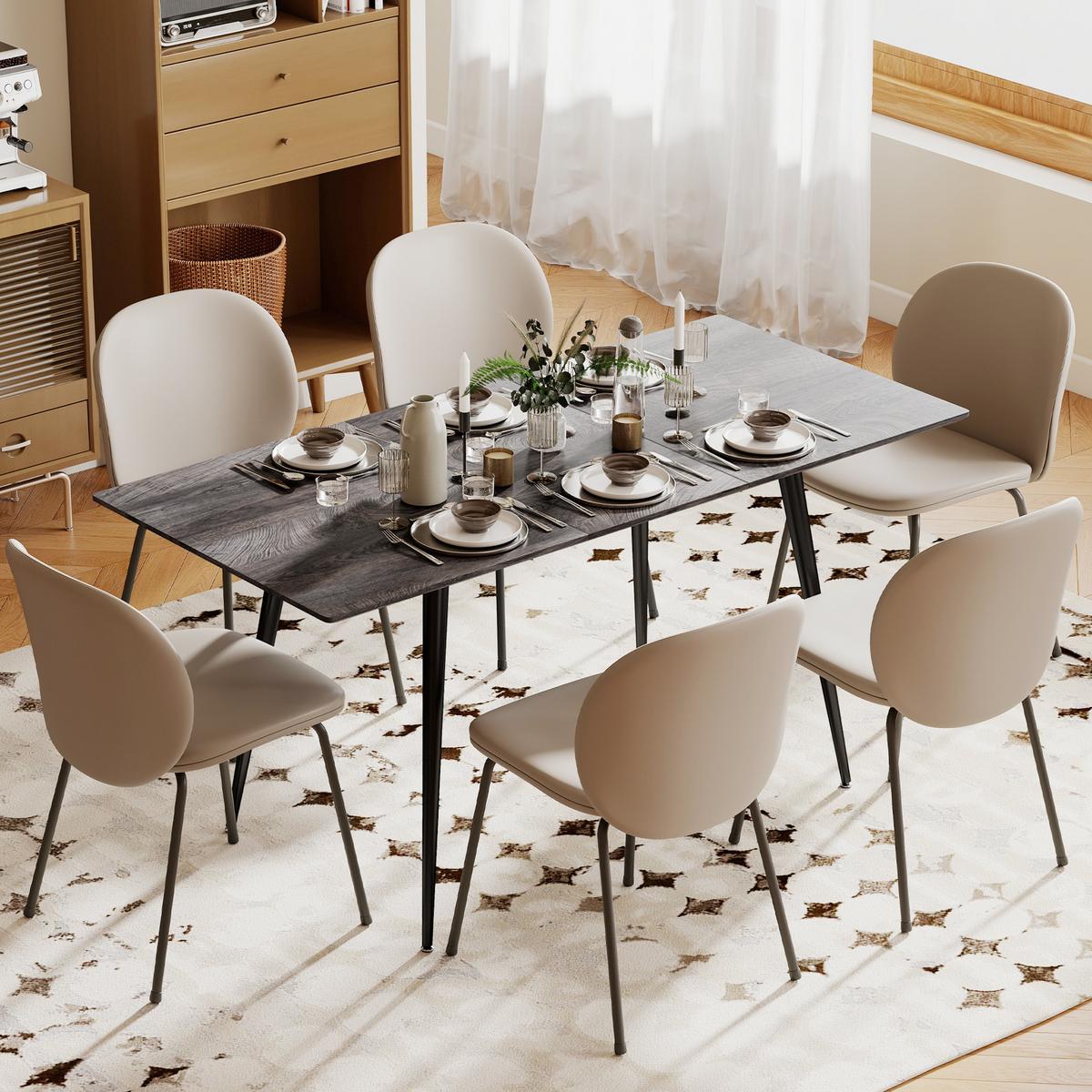 ESSTISCH MDF Stahl Grau - Schwarz/Grau, Holzwerkstoff/Metall (160/75/77cm) - HOMCOM