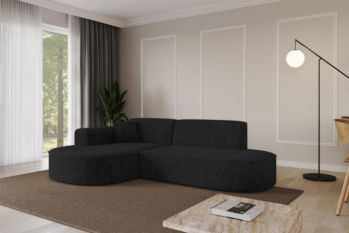 ECKSOFA Ottomane Links MARI-L1 - 243x171x79 cm Schwarz Tissu - Schwarz, Holzwerkstoff/Kunststoff (243/171cm) - ALTDECOR