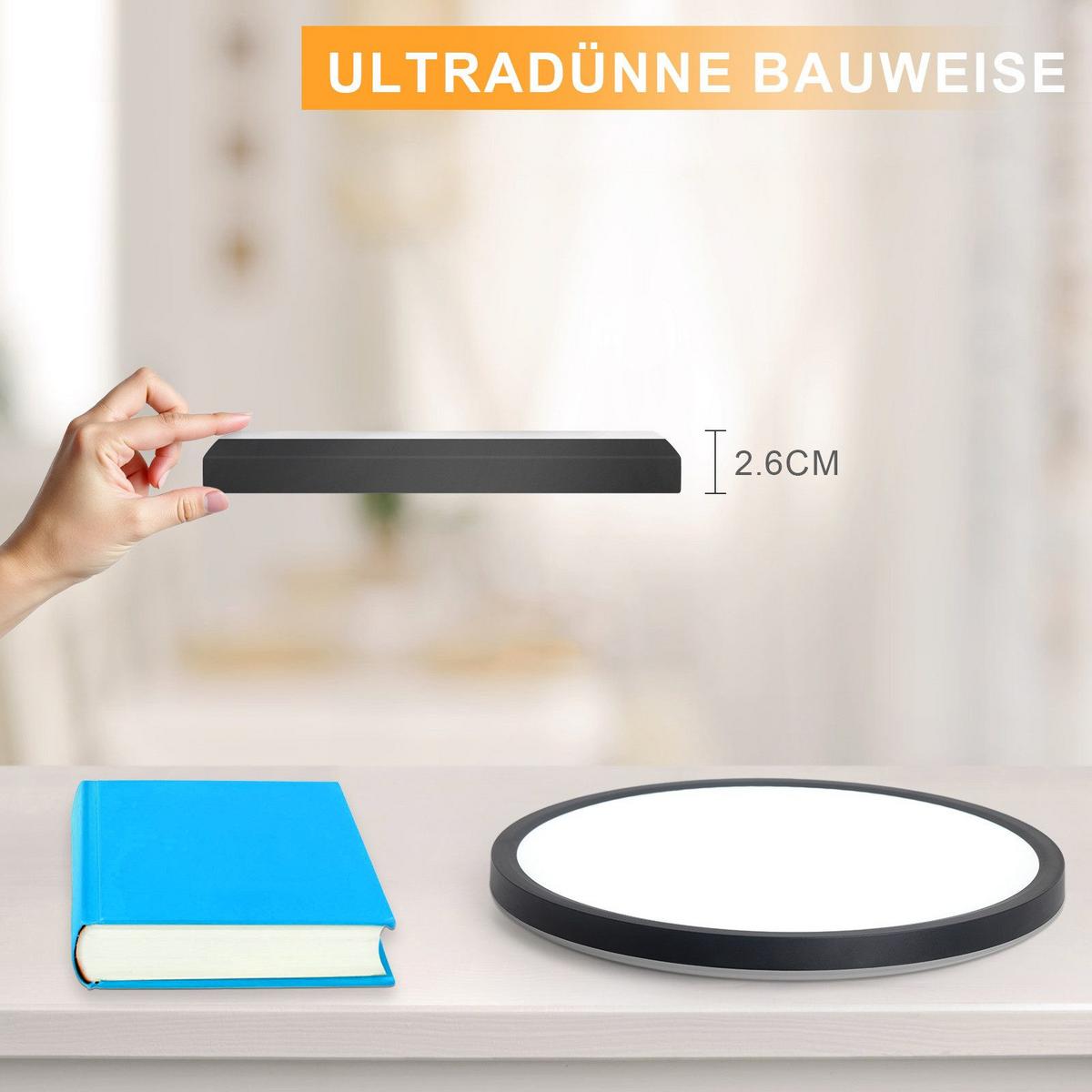 LED-DECKENLEUCHTE Malinowski 18/18/2.6 cm - Schwarz, Kunststoff (18/18/2.6cm) - Nettlife