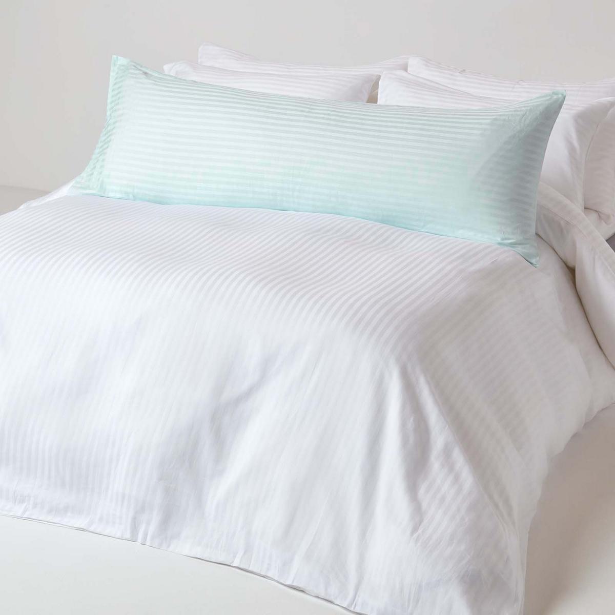 SEITENSCHLÄFERKISSENBEZUG Damast-Streifen, 48/136 cm - Blau, Textil (50/140cm) - Homescapes