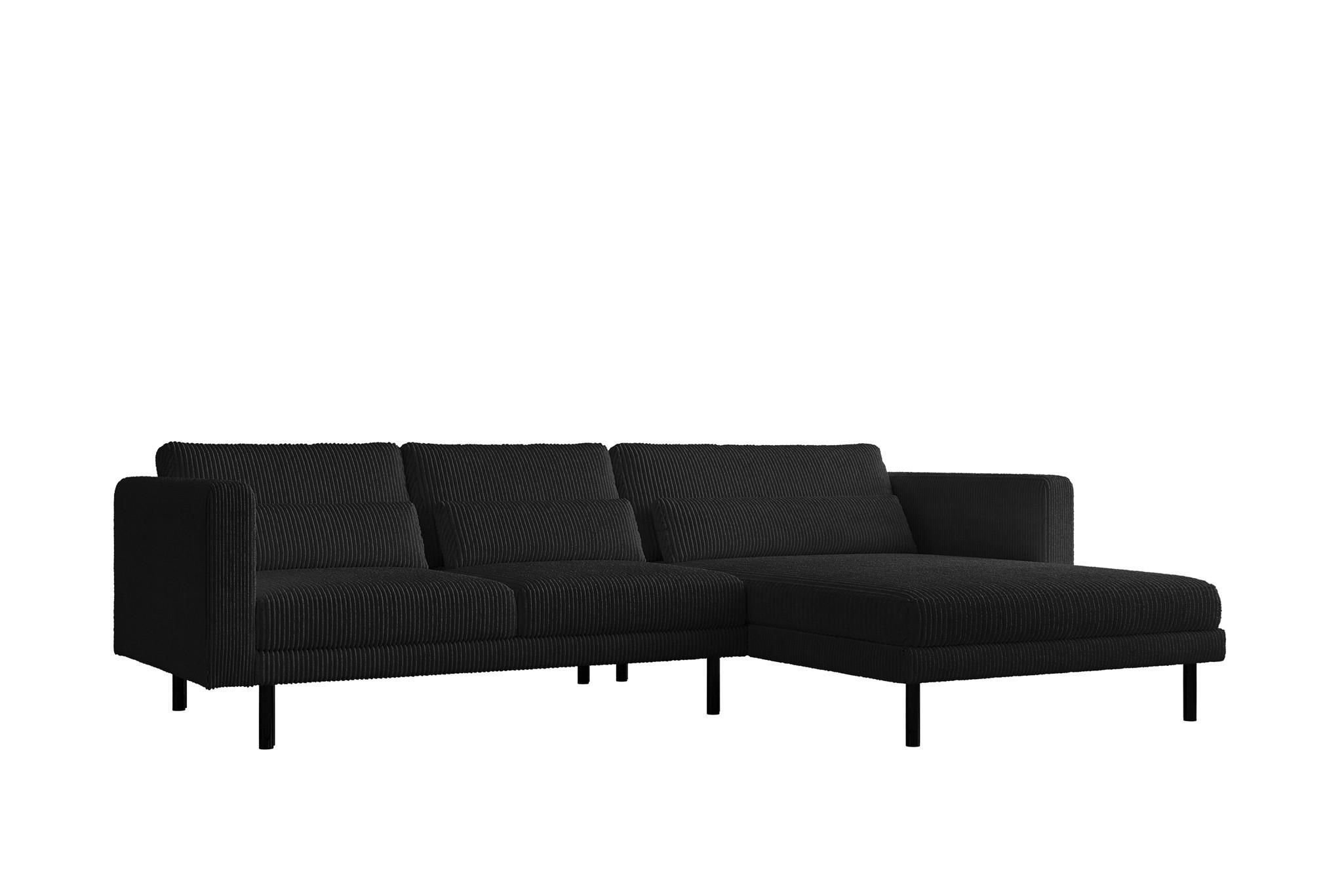 ECKSOFA Agada In Poso - Schwarz, Holzwerkstoff/Textil (281/174cm) - Fun Möbel