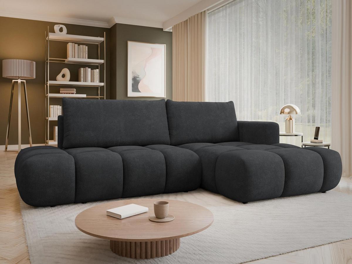 ECKSOFA Soffi, Seite: Rechts - Dunkelgrau/Schwarz, Holz/Kunststoff (283/166cm) - MIRJAN24