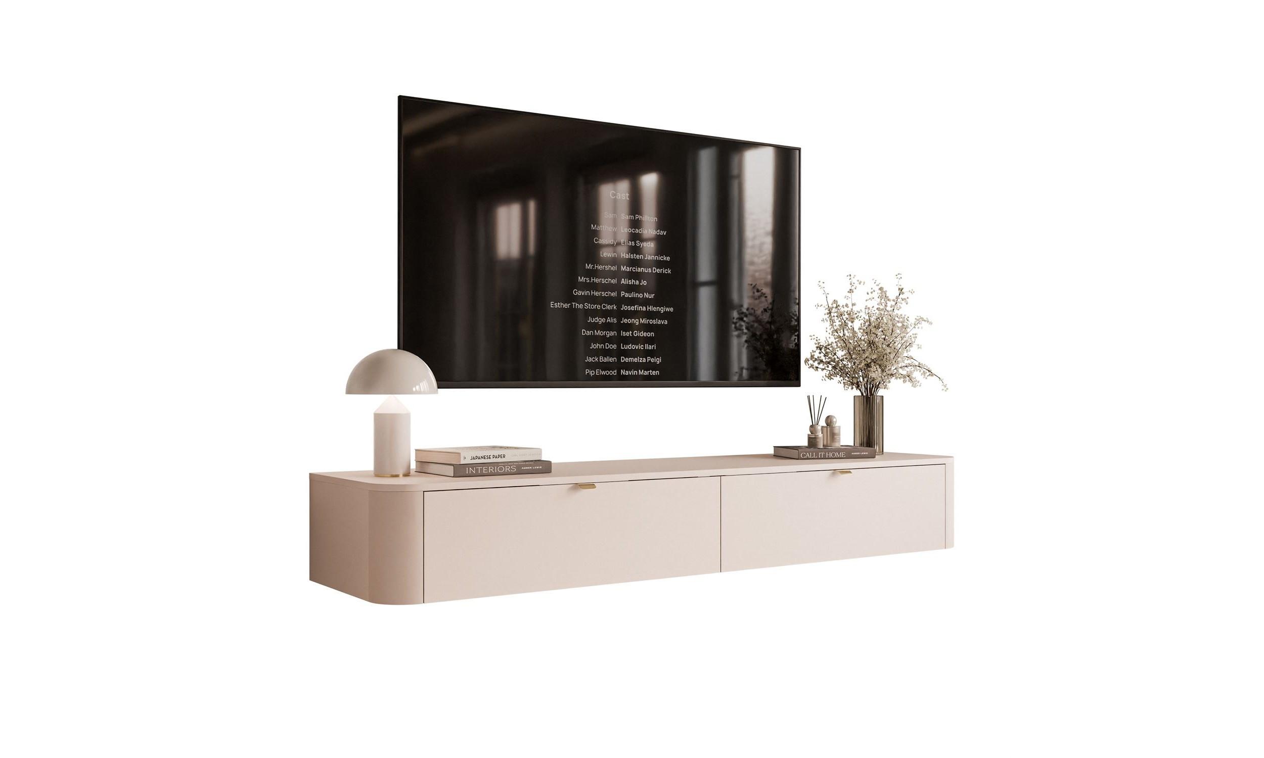 TV-SCHRANK SAGE 180/40/27 cm Kaschmir hängend Griffe Goldchrom - Kaschmir/Goldfarben, Holzwerkstoff (180/27/40cm) - Lookway