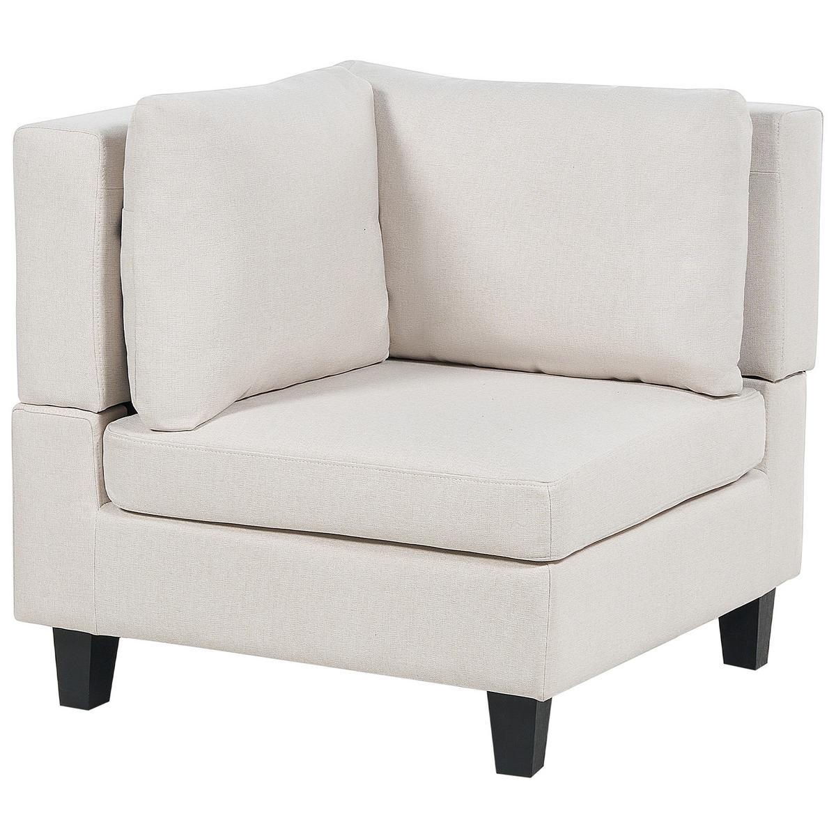 5-SITZER-MODULSOFA U-förmiges Hellbeige Stoff mit Ottomane Unstad - Beige/Schwarz, Textil (228/72/76cm) - Beliani