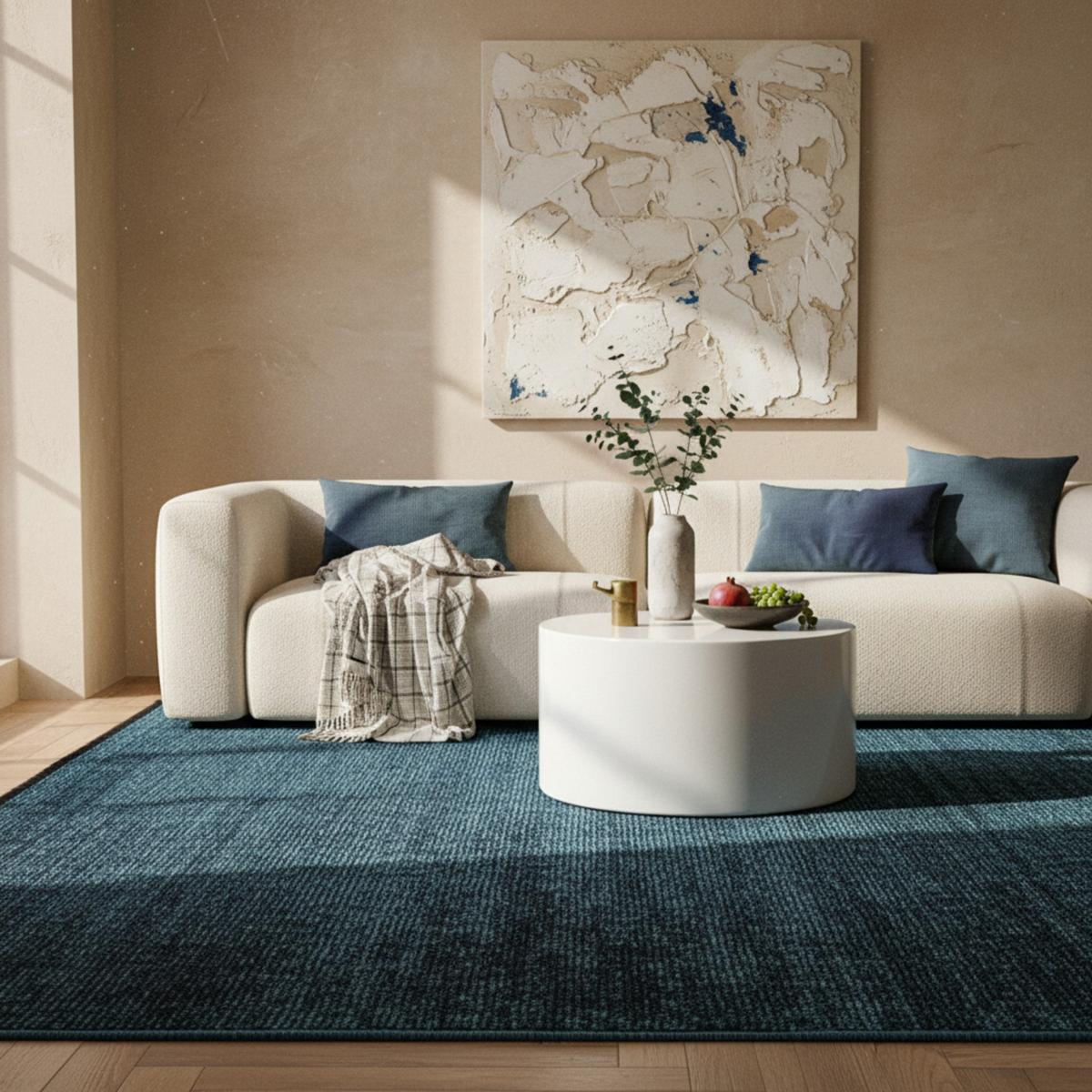 TEPPICH aus Baumwolle Waschbar KOFEL in Blau, einfarbig, 80 x 150 cm - Blau, Textil (150/80cm) - KADIMA DESIGN