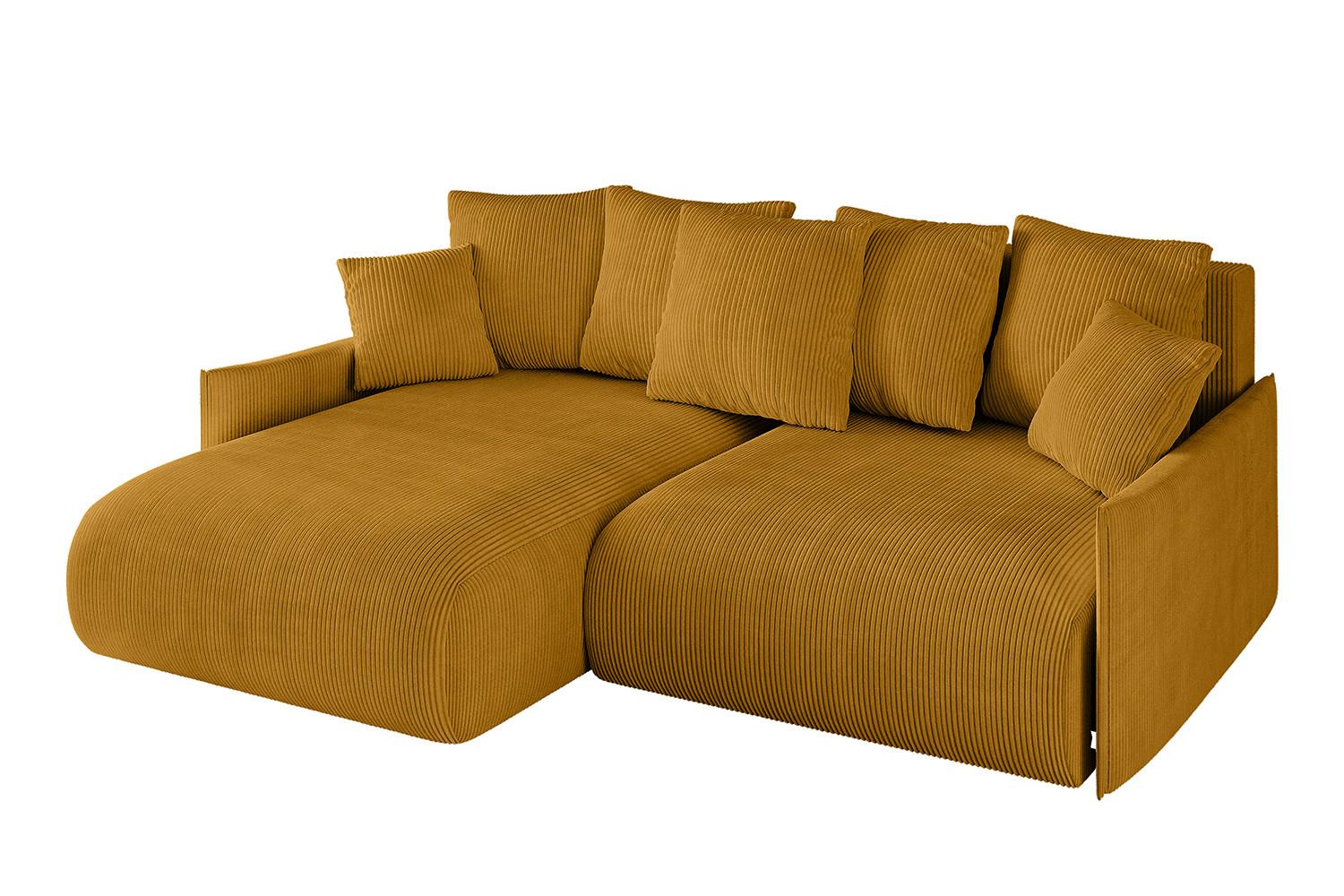 ECKSOFA Ottomane links ONESK-L -v1 216x177x72 Senfgelb Cord - Currygelb, Holzwerkstoff/Kunststoff (216/177cm) - ALTDECOR