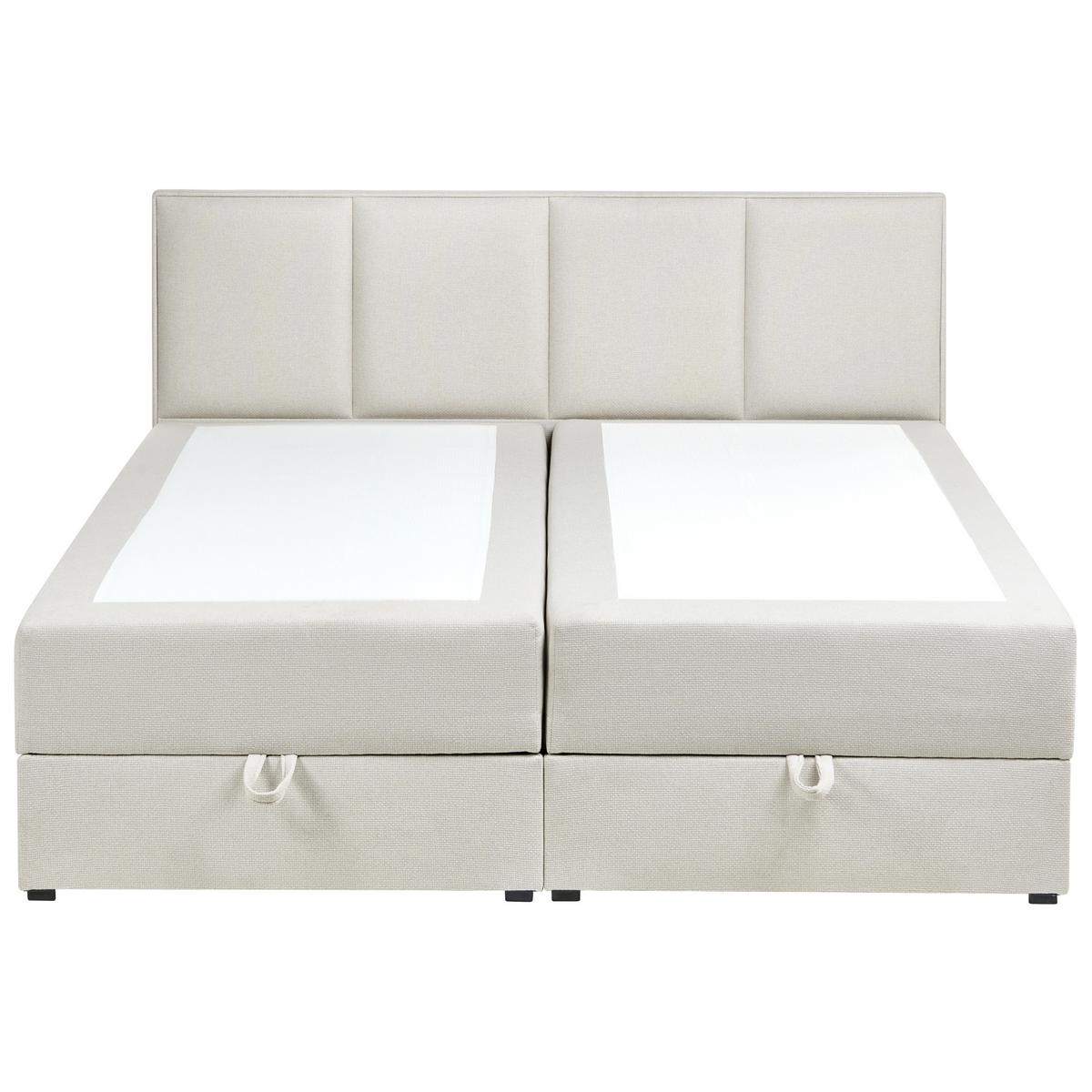 BOXSPRINGBETT mit Stauraum 160/200 cm Stoff Cremeweiß Baronet - Creme, Textil (160/200cm) - Beliani