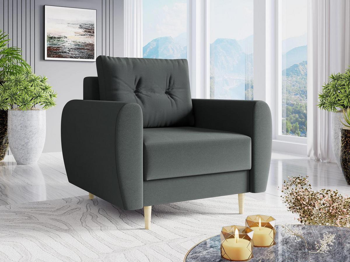 SESSEL Palermo - Naturfarben/Grau, Holz/Textil (104/95/82cm) - MIRJAN24