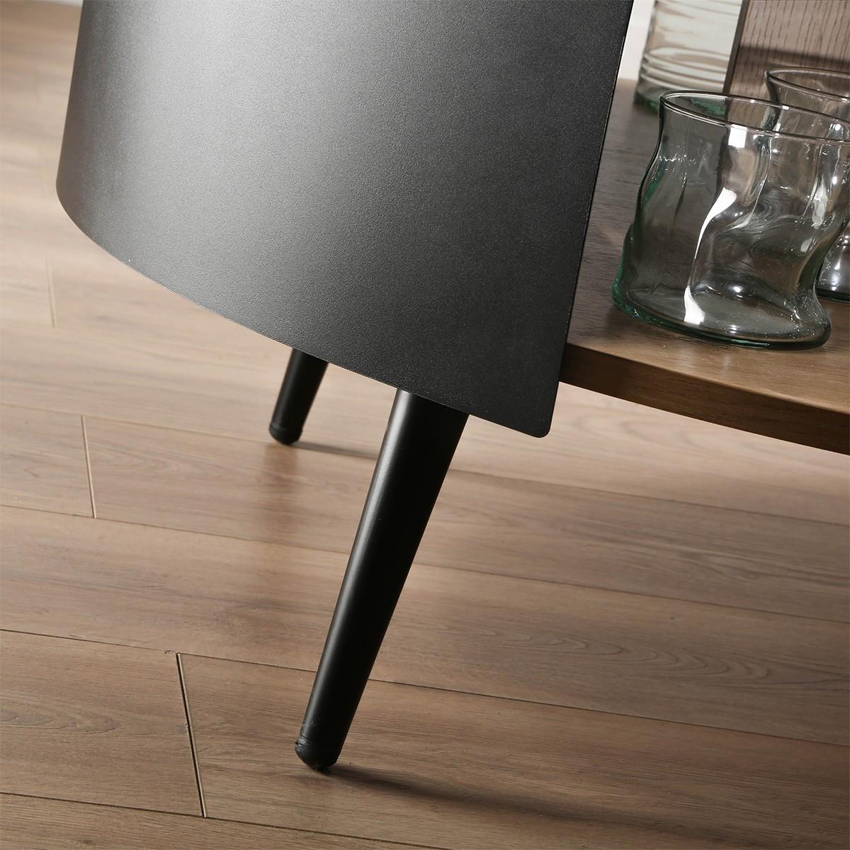 COUCHTISCH mit 2 Ebenen und schwarzen Metallseiten eklo 80/39/80 cm - Eichefarben, Holzwerkstoff (89/80/39cm) - Calicosy