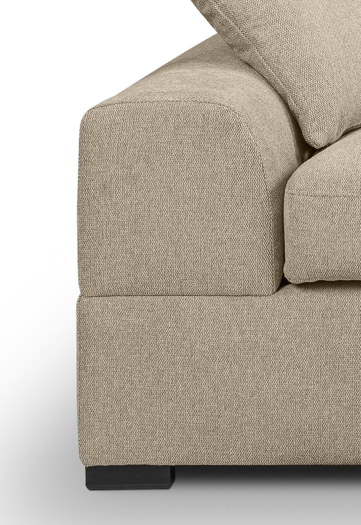 SOFA beige Strukturstoff, Couch 2-Sitzer 182 cm mit Premium Kaltschaum - Beige/Schwarz, Holz/Textil (182/90/93cm) - Inn.Furn