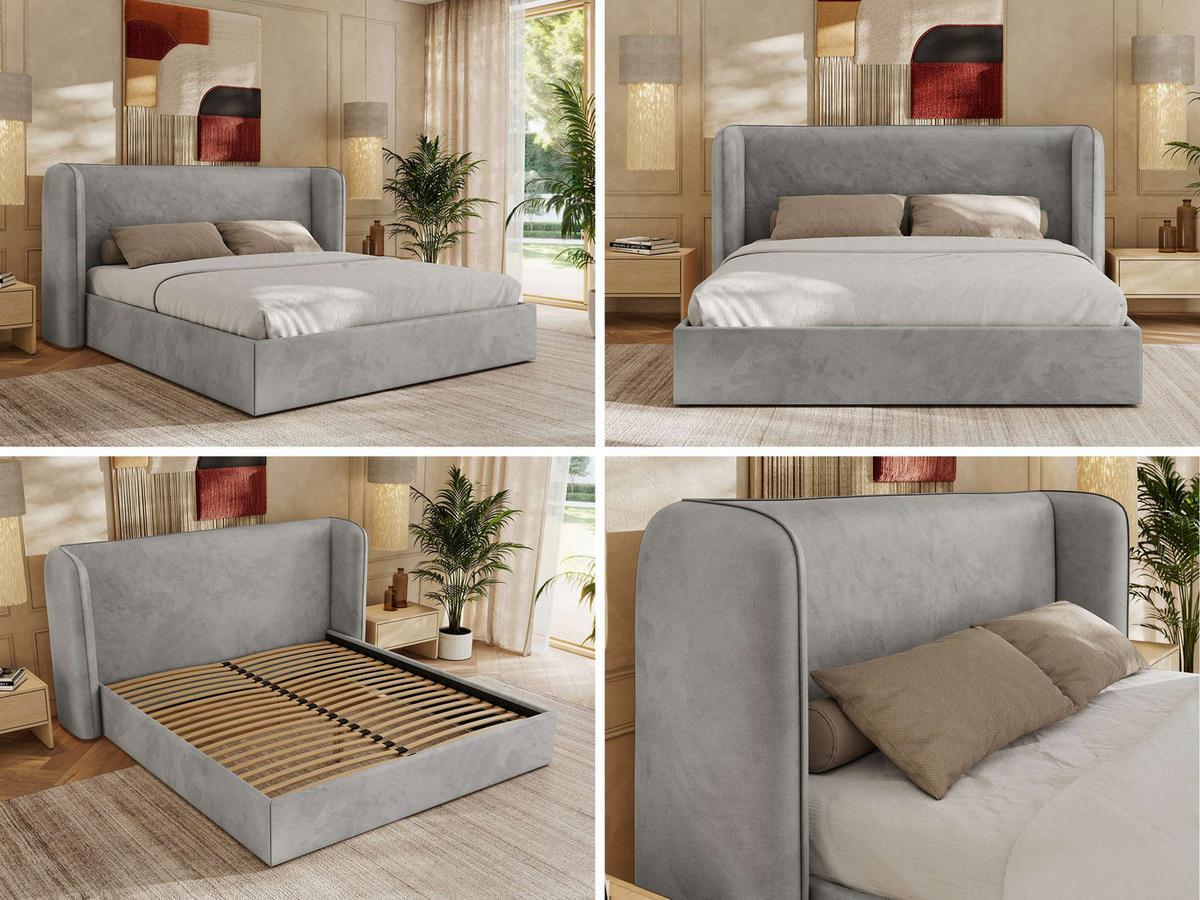 POLSTERBETT EMORA CLASSIC 140/200 - Hellgrau Velvet - Multipocket-Matratze - Hellgrau, Textil (140/200cm) - MKS